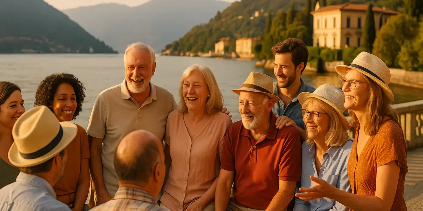 Groepsreis Italië: diverse reizigers genieten samen van iconisch Italiaans landschap
